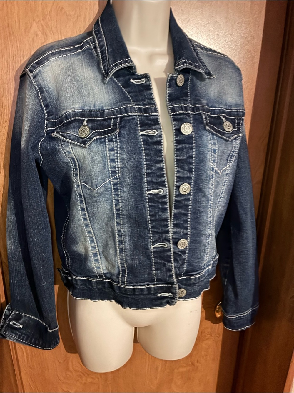 Y2K Amethyst Jeans Dark Wash Blue Denim Jacket Size Large